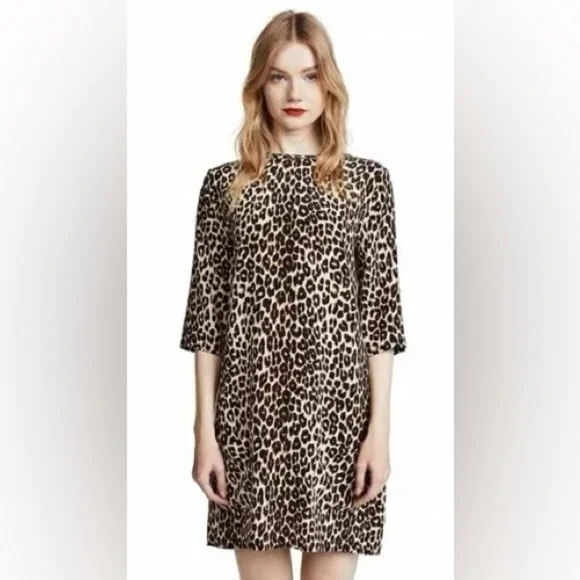 Equipment Audrey100% silk cheeta/ animal print dress with pockets - Picture 1 of 6